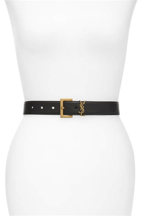 Saint Laurent Laque YSL Monogram Leather Belt .